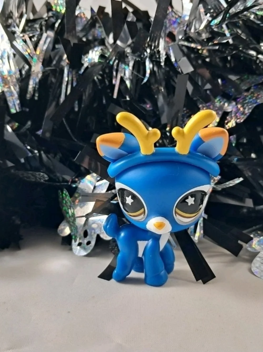 Littlest Pet Shop Blue Deer Figure with Yellow Antlers